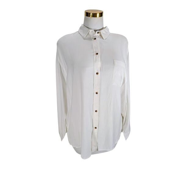 Agnes & Dora White Rayon Boyfriend Button Down Shirt XXXL NWT - Picture 1 of 8
